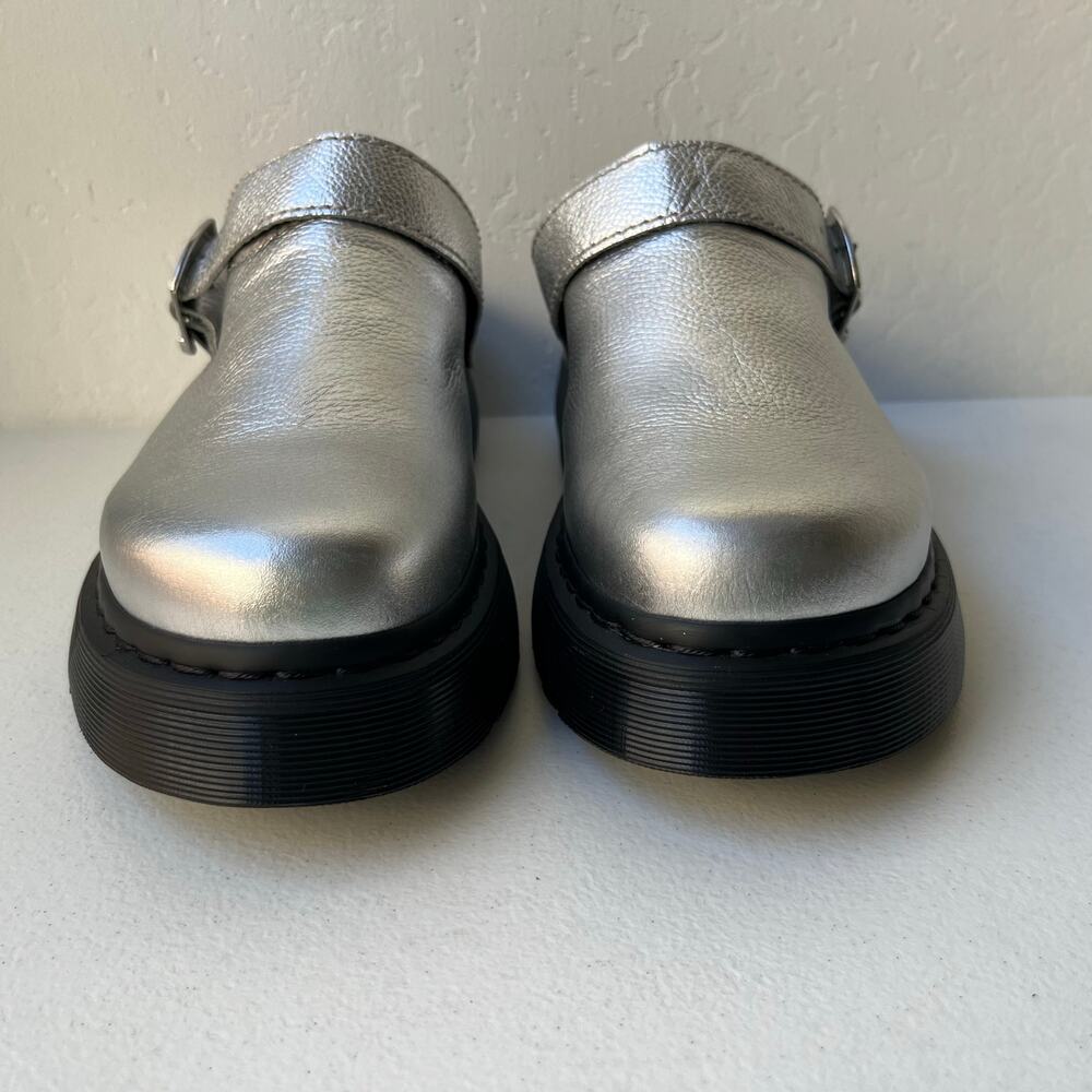 Dr Martens Laketen Slingback Mules Leather Clogs Men Size 12 Metallic Silver NEW - Picture 3 of 13